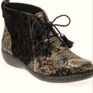 Black Brown Velvet Paisley Booties 8